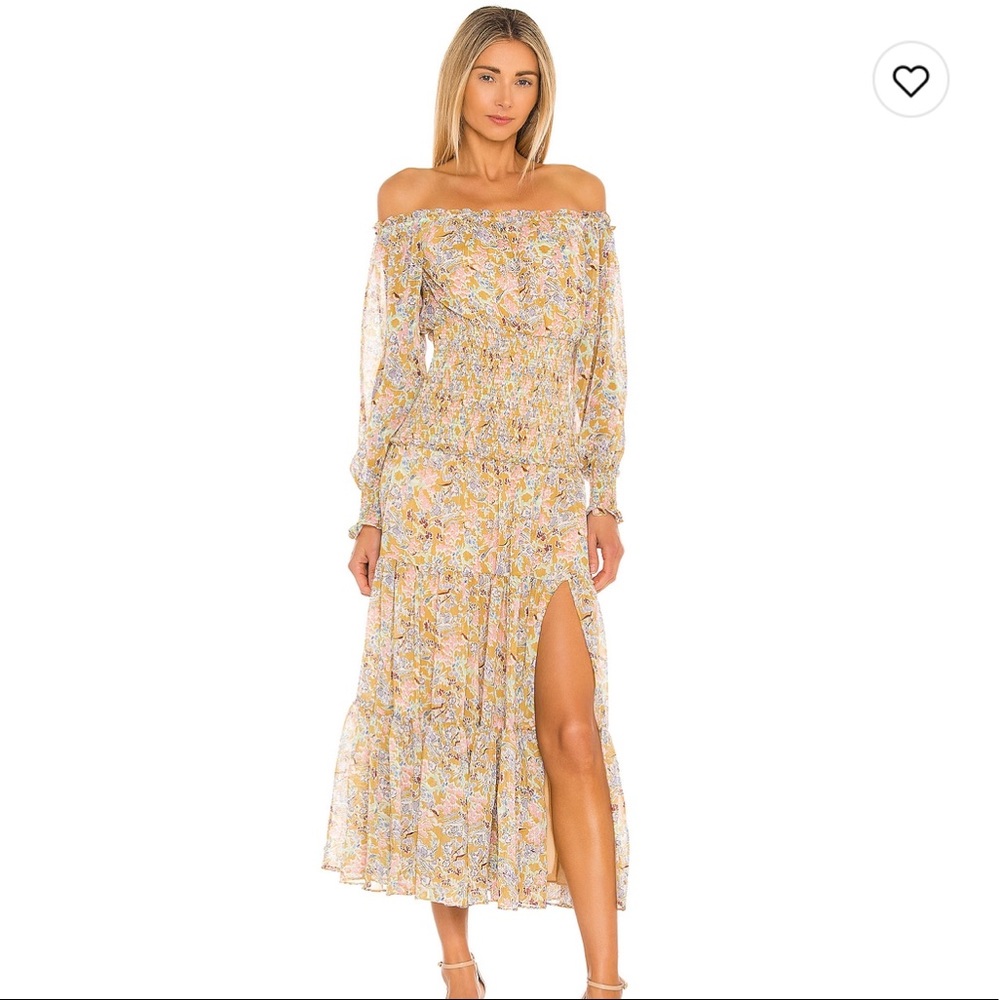 LIKELY FLORAL OFF SHOULDER SMOCKED DRESS
